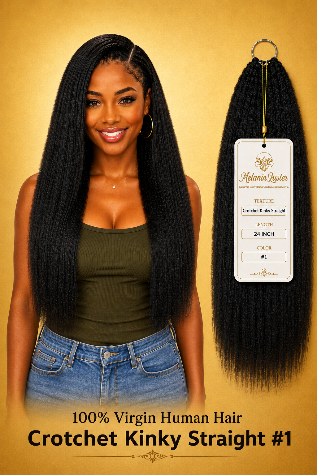Melanin Luster Crochet Kinky Straight Braiding Hair