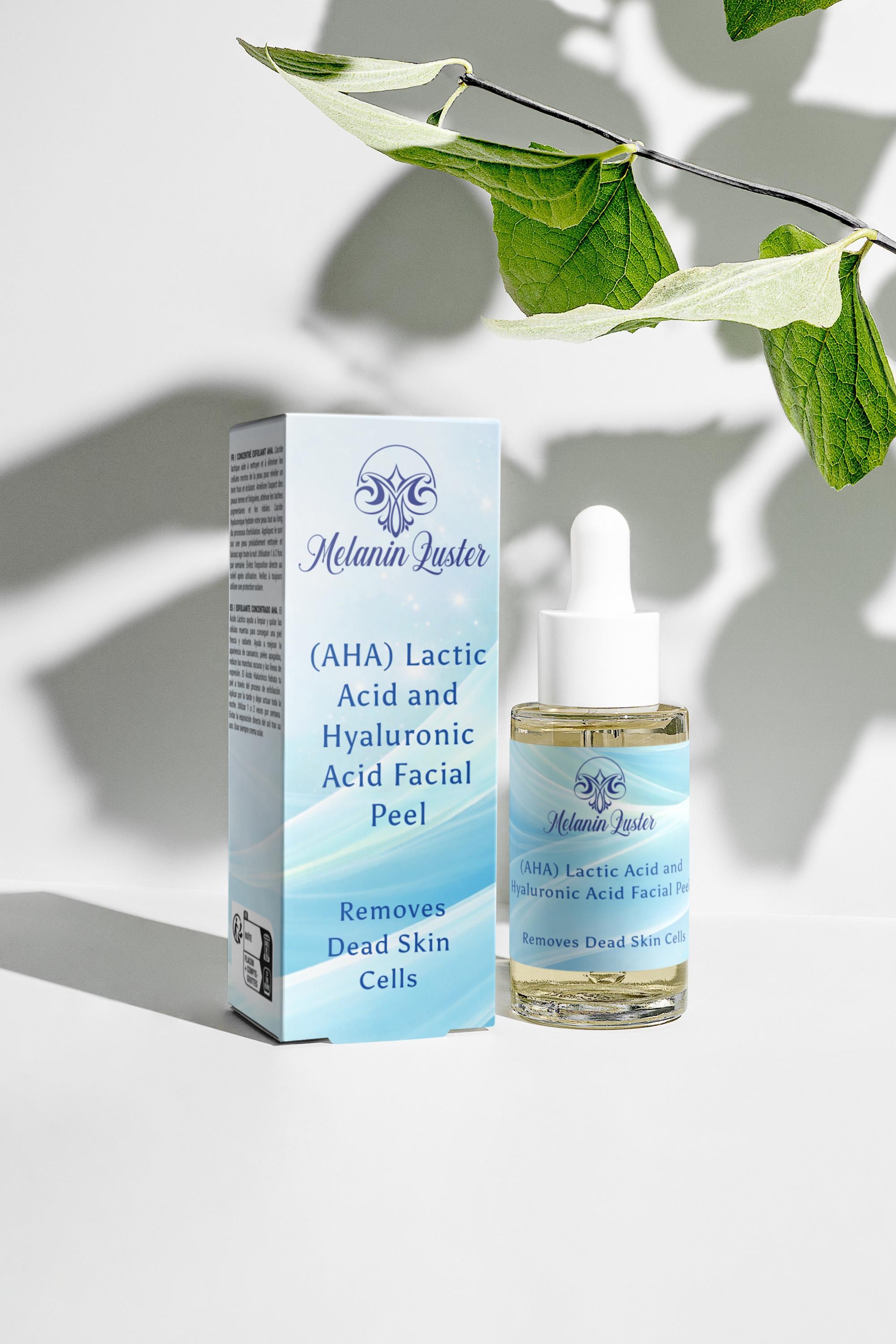 (AHA) Lactic Acid and Hyaluronic Acid Facial Peel - Removes Dead Skin Cells