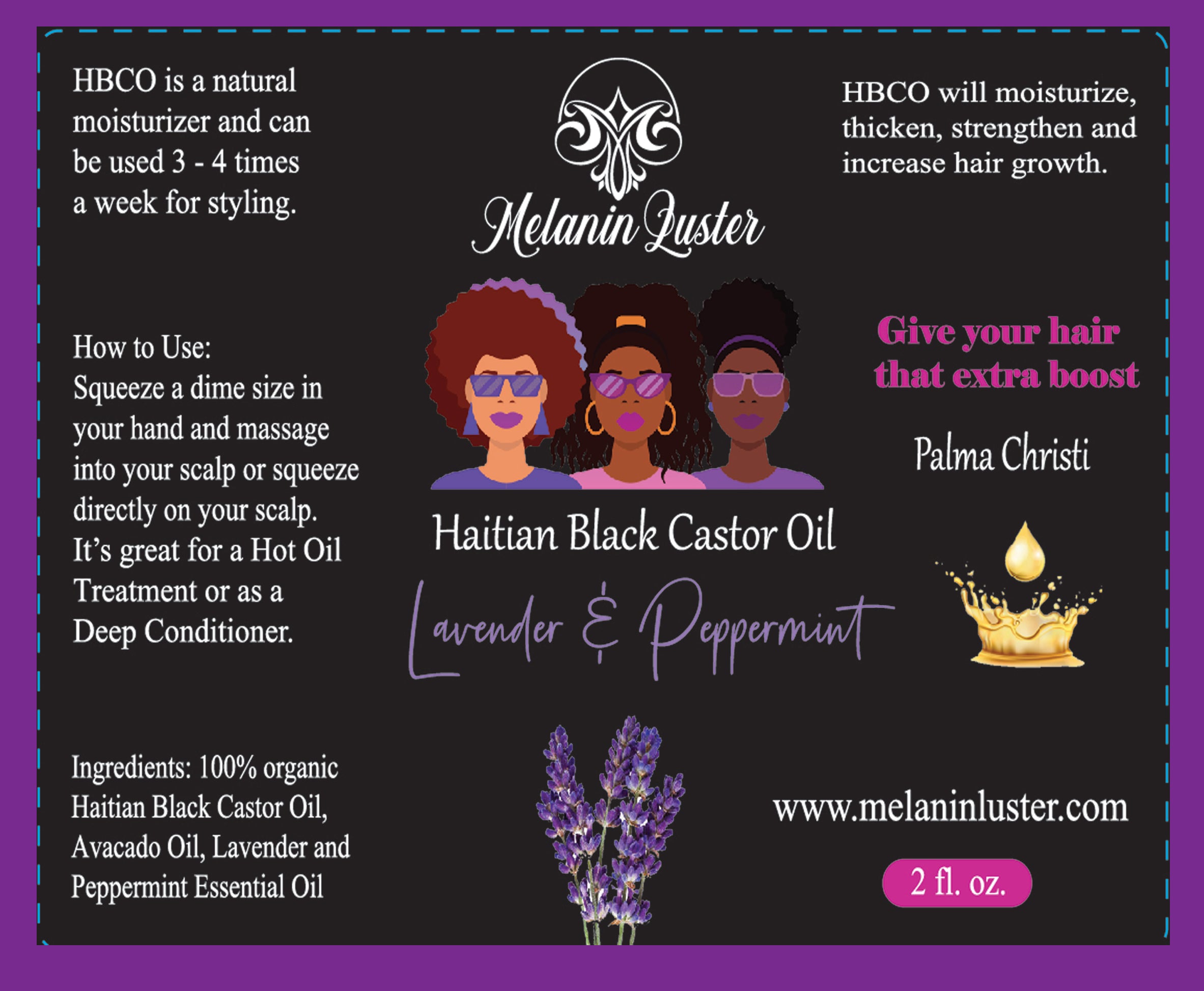 Lavender & Peppermint Haitian Black Castor Oil